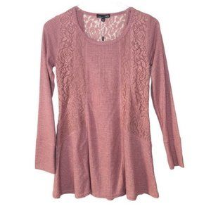 New RXB Lace Rose Pink Long Sleeve A Line Sweater